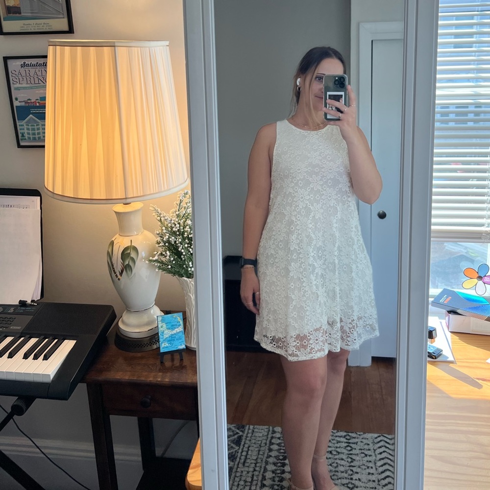 Ginger G White Lace Sleeveless A-Line Dress